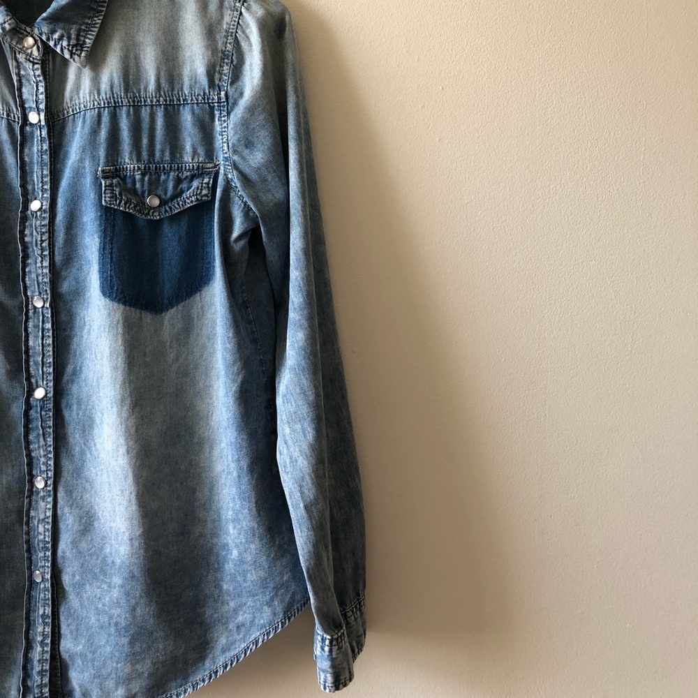 Hippie Laundry Distressed Western Chambray Shirt